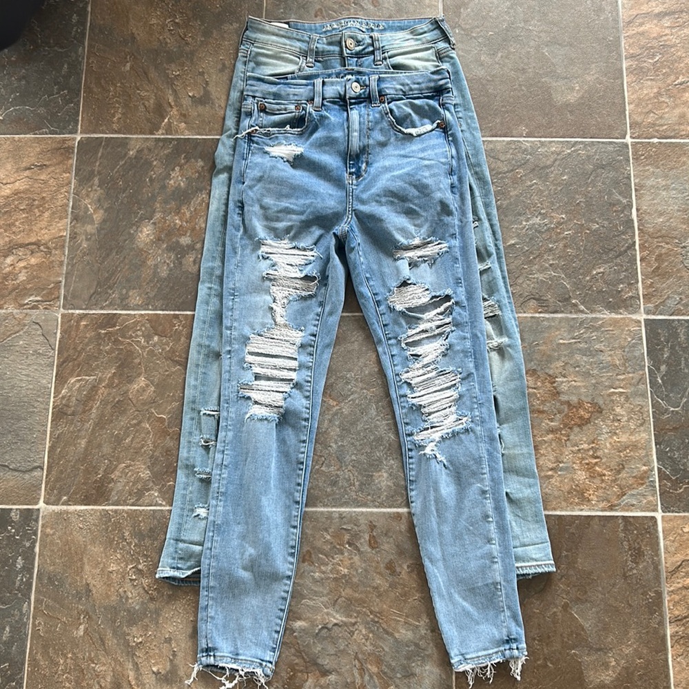 Blue ripped jeans